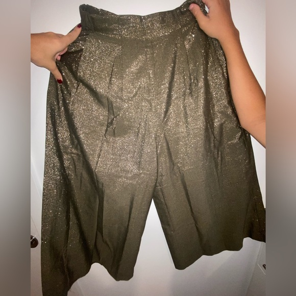 Zara Gold And Black Glitter Flared Pants Size S - Picture 7 of 10